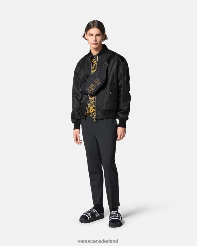 Versace couture bomberjack met logo Heren zwart goud kleding J2T4F42417