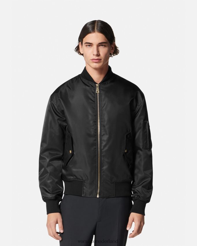 Versace couture bomberjack met logo Heren zwart goud kleding J2T4F42417