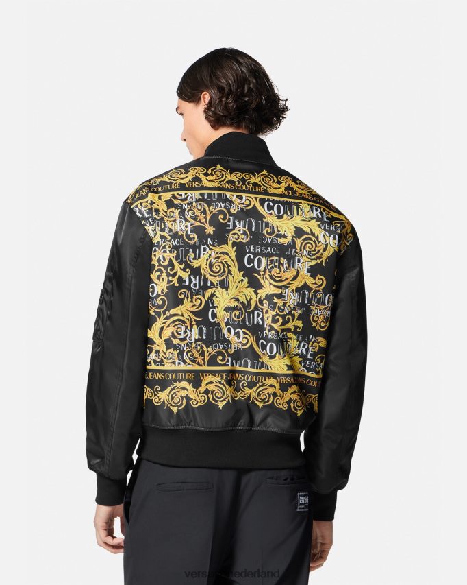 Versace couture bomberjack met logo Heren zwart goud kleding J2T4F42417