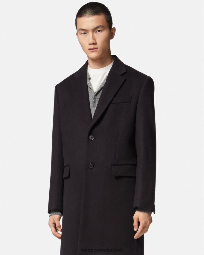 Versace jas met enkele rij knopen Heren zwart kleding J2T4F41227