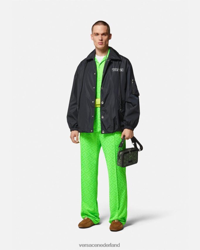 Versace nylon jack met grafisch logo Heren zwart kleding J2T4F41243