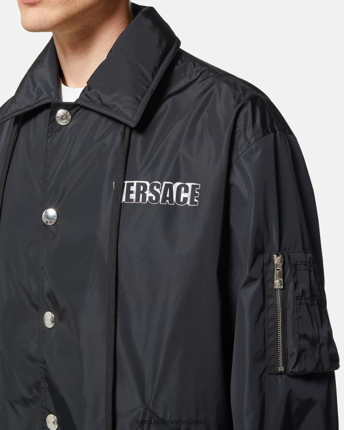 Versace nylon jack met grafisch logo Heren zwart kleding J2T4F41243
