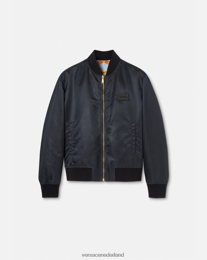 Versace omkeerbaar barocco 660 bomberjack Heren blauw en goud kleding J2T4F41240