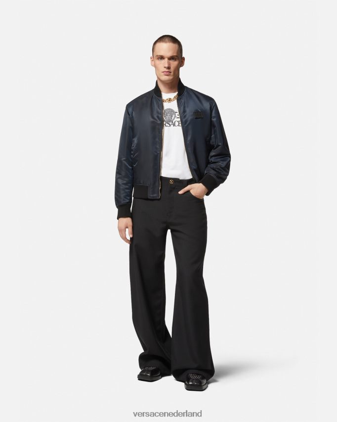 Versace omkeerbaar barocco 660 bomberjack Heren blauw en goud kleding J2T4F41240