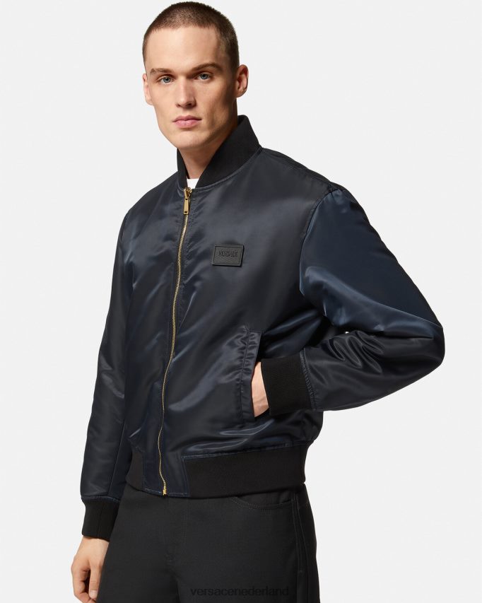 Versace omkeerbaar barocco 660 bomberjack Heren blauw en goud kleding J2T4F41240
