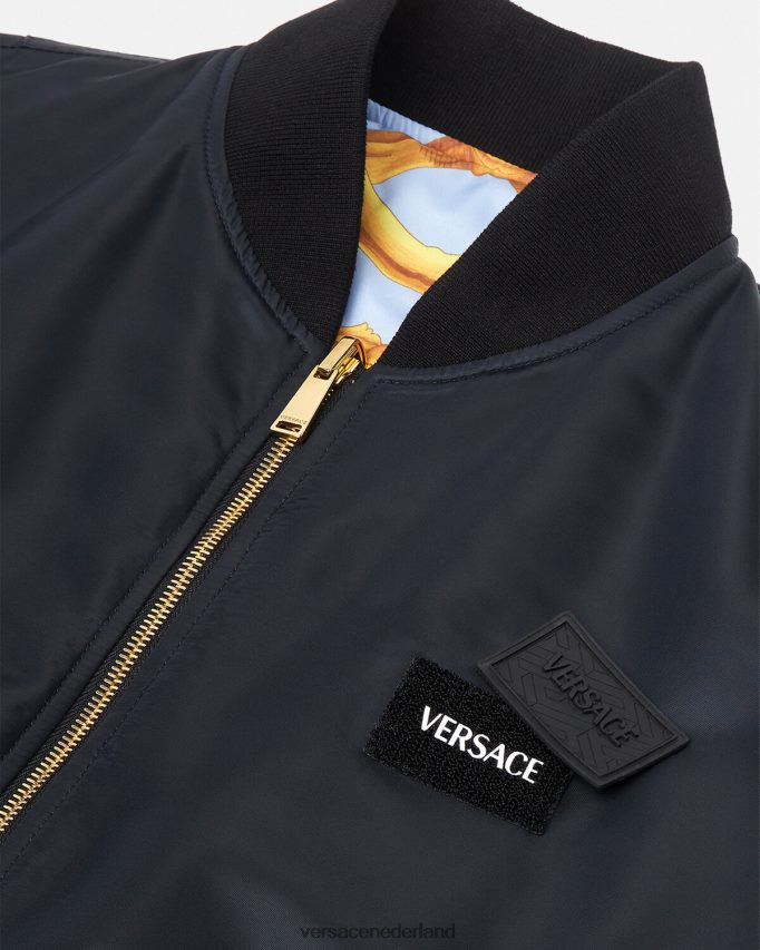 Versace omkeerbaar barocco 660 bomberjack Heren blauw en goud kleding J2T4F41240