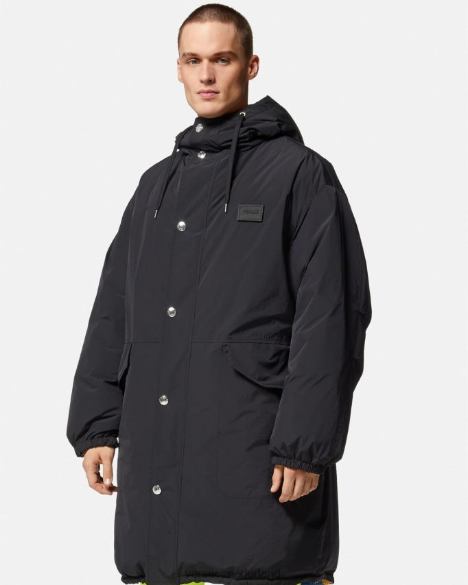 Versace omkeerbare barocco 660 pufferparka Heren blauw en goud kleding J2T4F41239