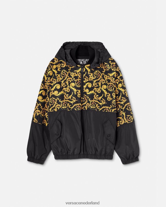 Versace schets couture jack met capuchon Heren zwart goud kleding J2T4F42380