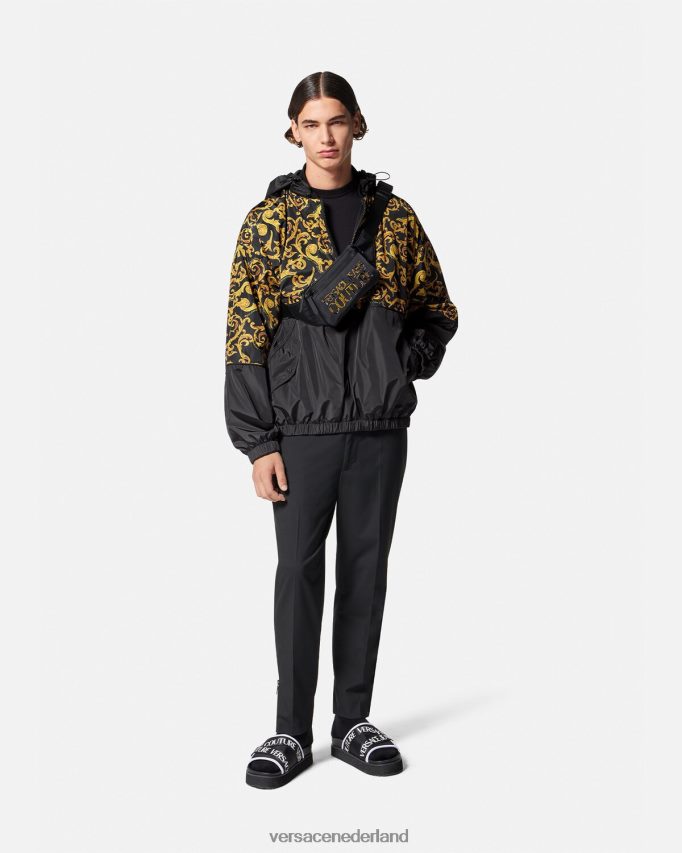Versace schets couture jack met capuchon Heren zwart goud kleding J2T4F42380