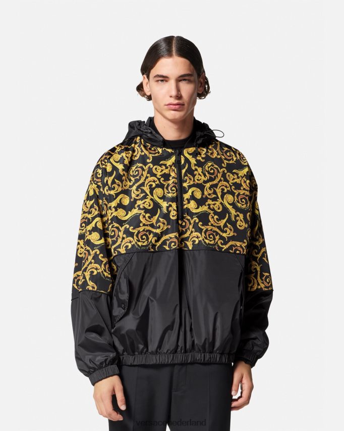 Versace schets couture jack met capuchon Heren zwart goud kleding J2T4F42380