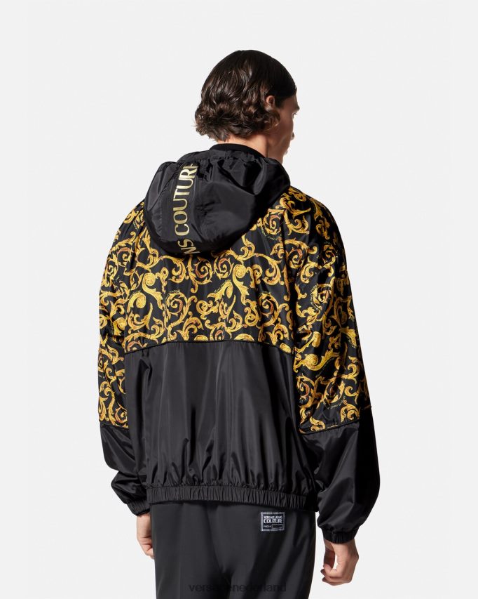 Versace schets couture jack met capuchon Heren zwart goud kleding J2T4F42380