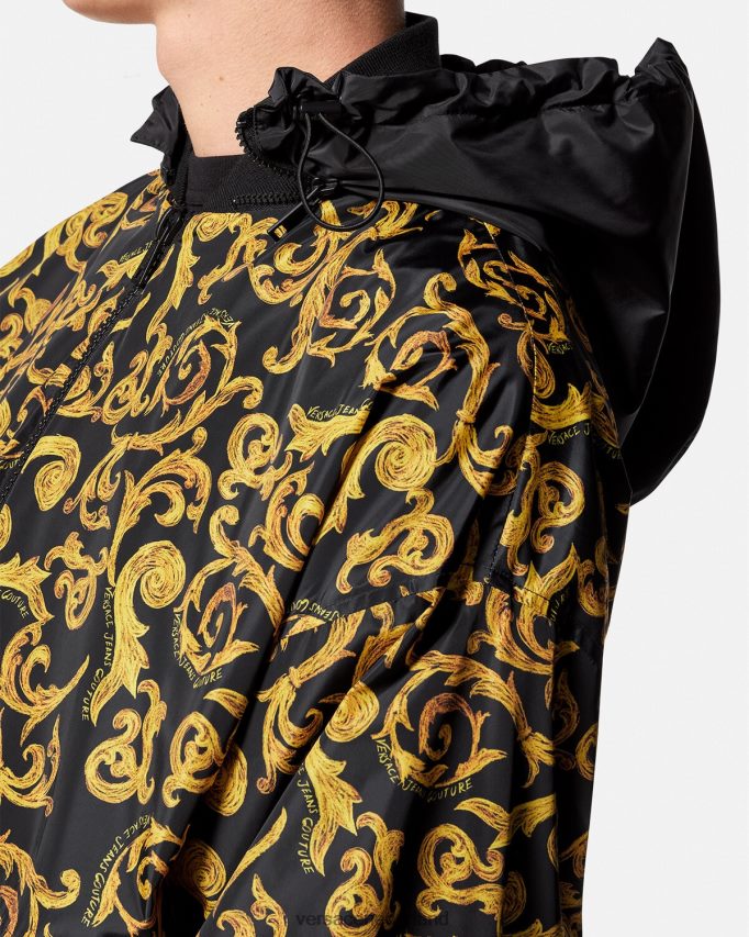 Versace schets couture jack met capuchon Heren zwart goud kleding J2T4F42380