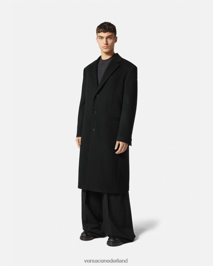 Versace wollen jas met enkele rij knopen Heren zwart kleding J2T4F41245