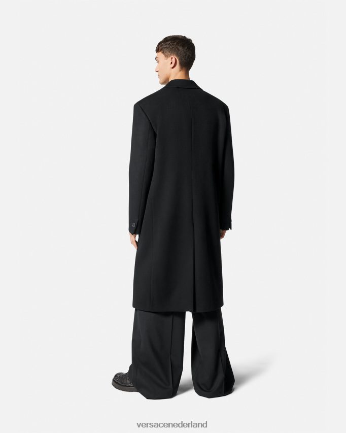 Versace wollen jas met enkele rij knopen Heren zwart kleding J2T4F41245