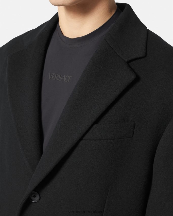 Versace wollen jas met enkele rij knopen Heren zwart kleding J2T4F41245
