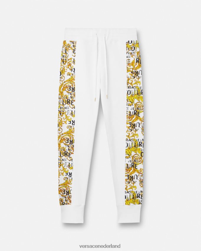 Versace couture joggingbroek met logo Heren goud en wit kleding J2T4F42425