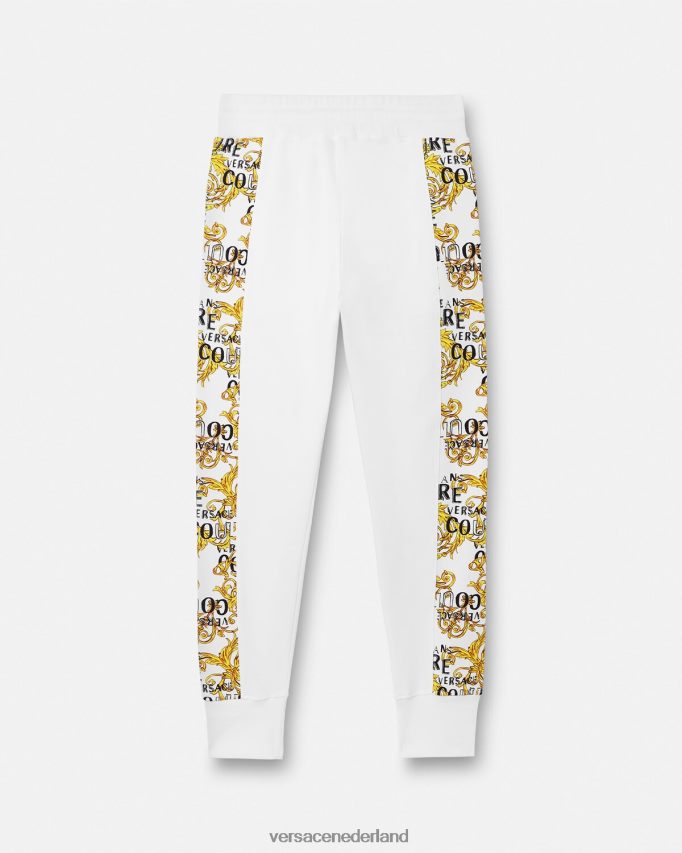 Versace couture joggingbroek met logo Heren goud en wit kleding J2T4F42425