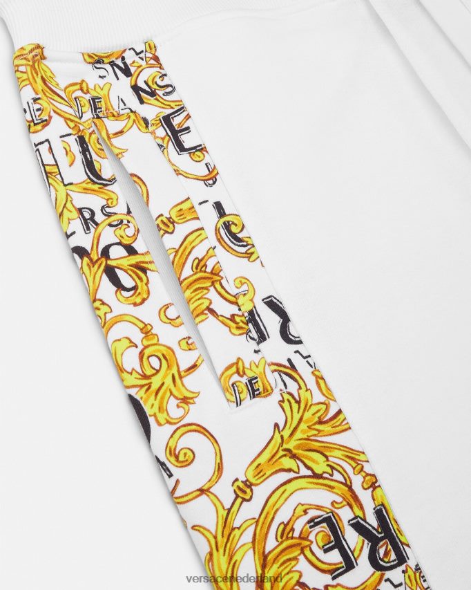 Versace couture joggingbroek met logo Heren goud en wit kleding J2T4F42425
