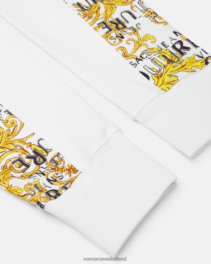 Versace couture joggingbroek met logo Heren goud en wit kleding J2T4F42425