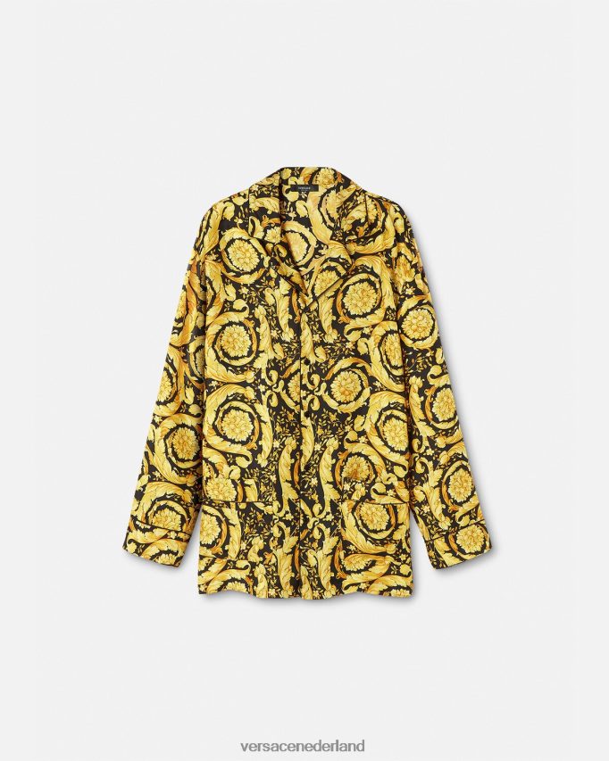 Versace Zijden pyjamashirt met barokprint Heren afdrukken ondergoed en strandkleding J2T4F41735