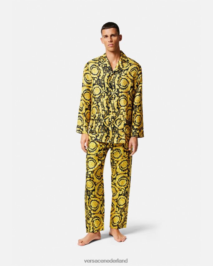 Versace Zijden pyjamashirt met barokprint Heren afdrukken ondergoed en strandkleding J2T4F41735