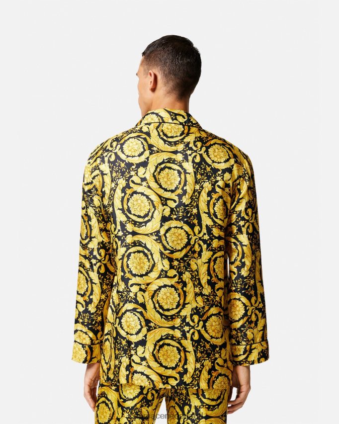Versace Zijden pyjamashirt met barokprint Heren afdrukken ondergoed en strandkleding J2T4F41735
