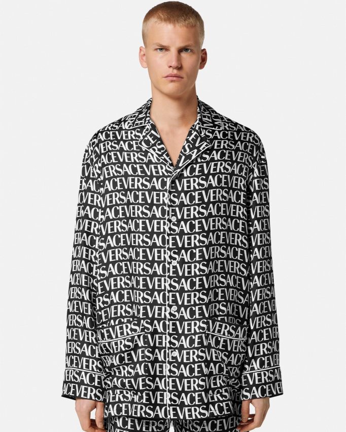 Versace all-over pyjamatop Heren zwart en afdrukken ondergoed en strandkleding J2T4F41737