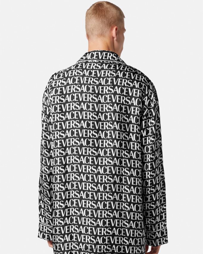 Versace all-over pyjamatop Heren zwart en afdrukken ondergoed en strandkleding J2T4F41737