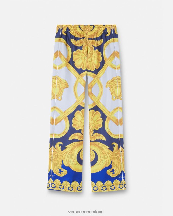 Versace barocco 660 zijden pyjamabroek Heren blauw en goud ondergoed en strandkleding J2T4F41740
