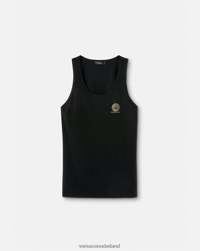Versace mouwloos ondershirt van medusa Heren zwart ondergoed en strandkleding J2T4F41734