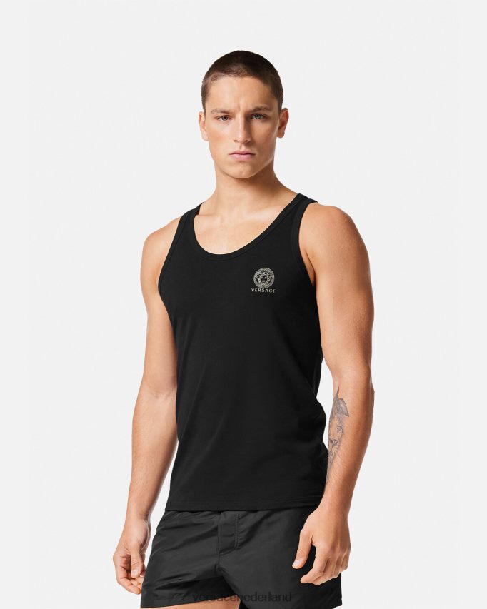 Versace mouwloos ondershirt van medusa Heren zwart ondergoed en strandkleding J2T4F41734