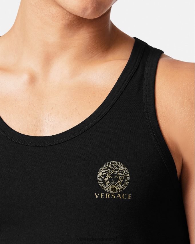 Versace mouwloos ondershirt van medusa Heren zwart ondergoed en strandkleding J2T4F41734