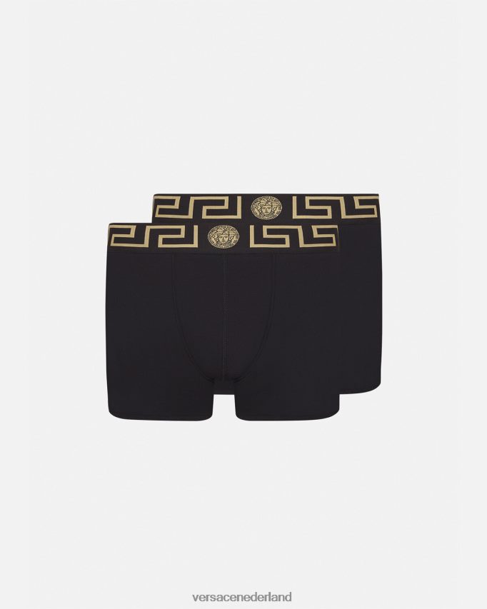 Versace Greca border lange trunks 2-pack Heren zwart ondergoed en strandkleding J2T4F41761