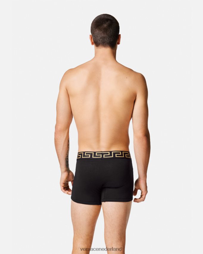 Versace Greca border lange trunks 2-pack Heren zwart ondergoed en strandkleding J2T4F41761