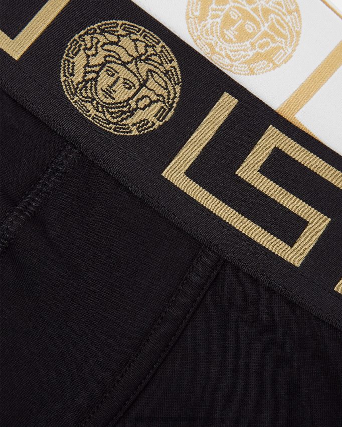 Versace Greca border lange trunks 2-pack Heren zwart wit ondergoed en strandkleding J2T4F41763