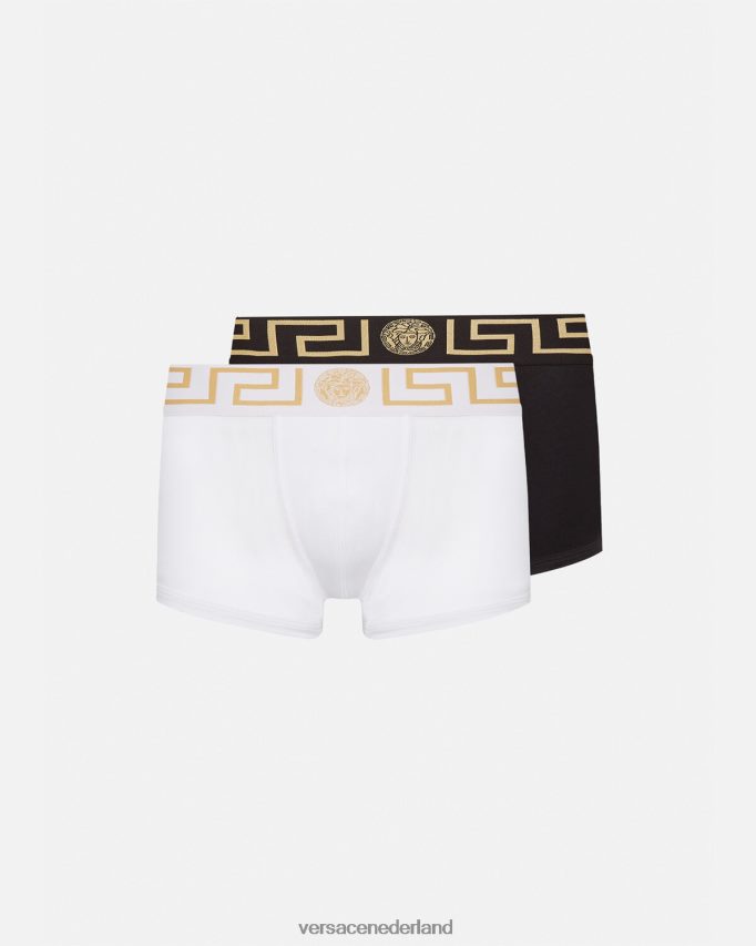 Versace Greca border trunks 2-pack Heren zwart wit ondergoed en strandkleding J2T4F41752