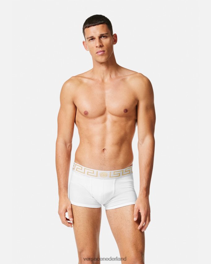 Versace Greca border trunks 2-pack Heren zwart wit ondergoed en strandkleding J2T4F41752