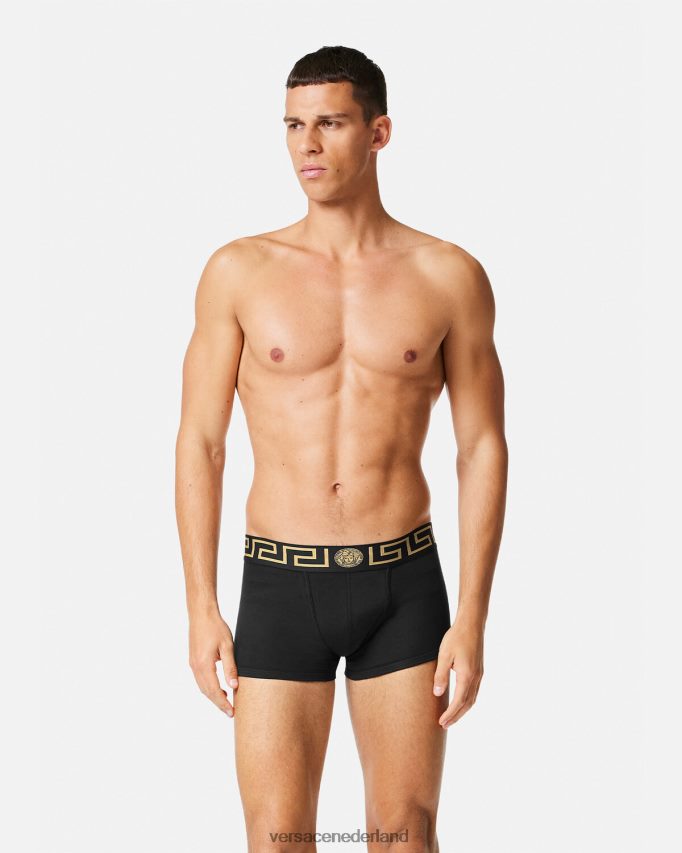 Versace Greca border trunks 2-pack Heren zwart wit ondergoed en strandkleding J2T4F41752