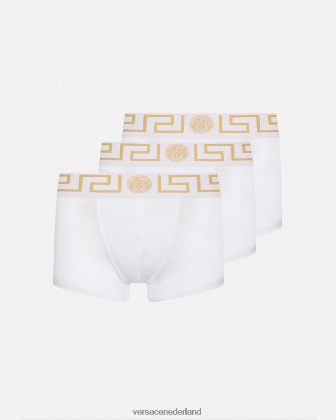 Versace Greca border trunks 3-pack Heren wit goud ondergoed en strandkleding J2T4F41749