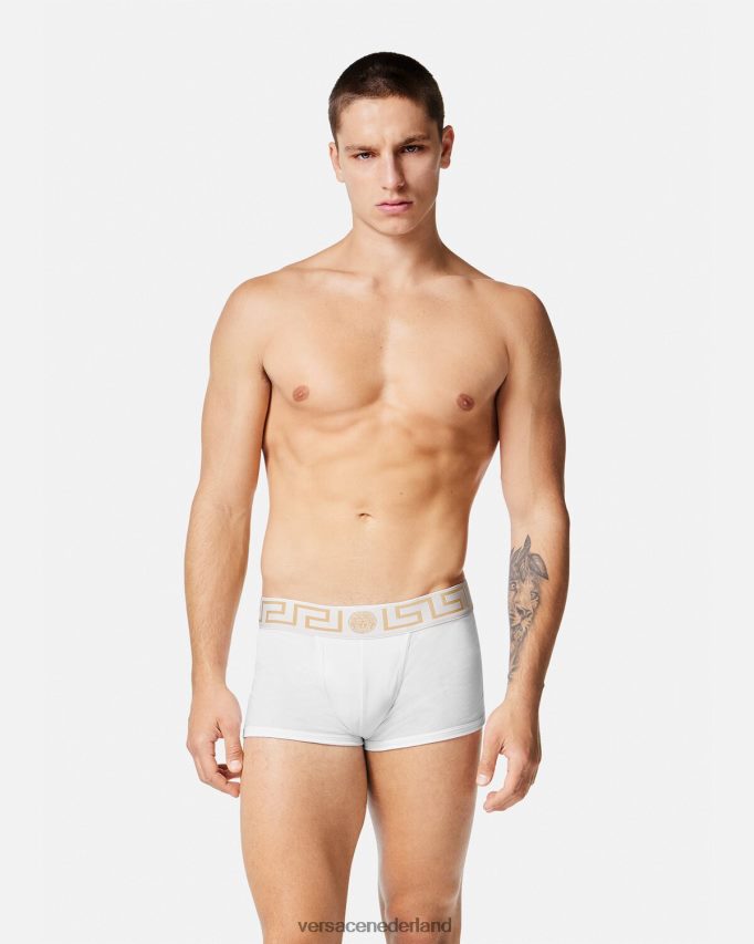 Versace Greca border trunks 3-pack Heren wit & zwart & grijs ondergoed en strandkleding J2T4F41751