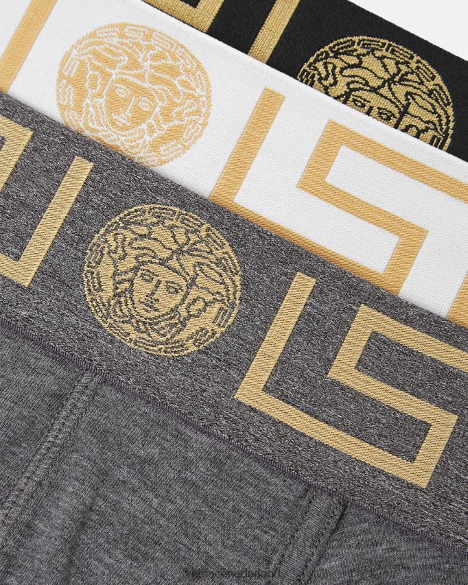 Versace Greca border trunks 3-pack Heren wit & zwart & grijs ondergoed en strandkleding J2T4F41751