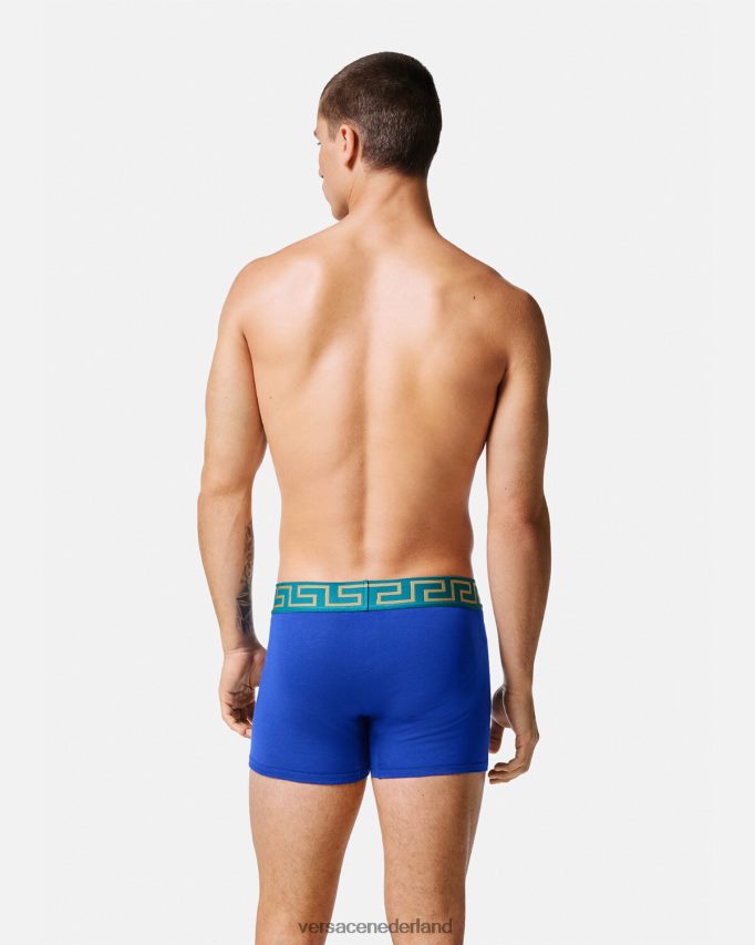 Versace greca border lange stammen Heren blauw ondergoed en strandkleding J2T4F41747