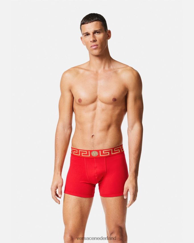 Versace greca border lange stammen Heren rood ondergoed en strandkleding J2T4F41766