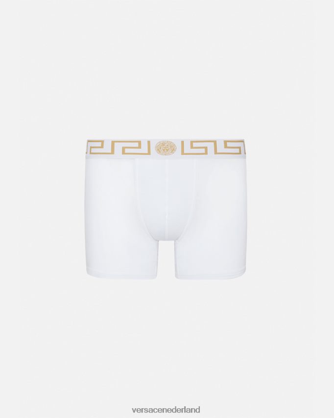 Versace greca border lange stammen Heren wit goud ondergoed en strandkleding J2T4F41767