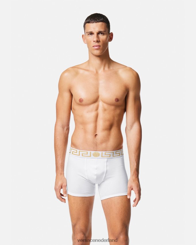 Versace greca border lange stammen Heren wit goud ondergoed en strandkleding J2T4F41767