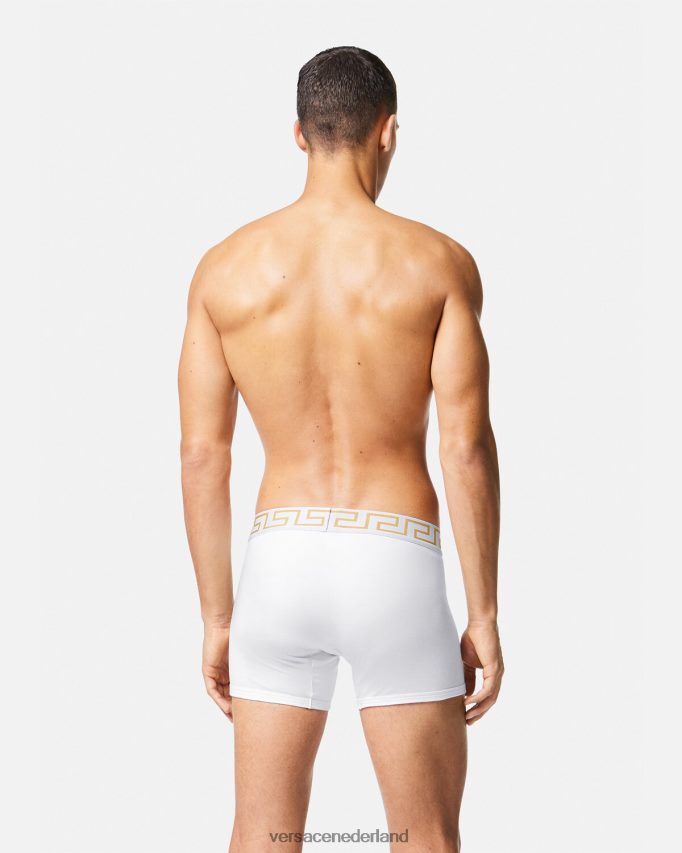 Versace greca border lange stammen Heren wit goud ondergoed en strandkleding J2T4F41767