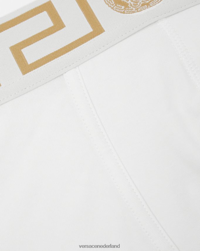 Versace greca border lange stammen Heren wit goud ondergoed en strandkleding J2T4F41767