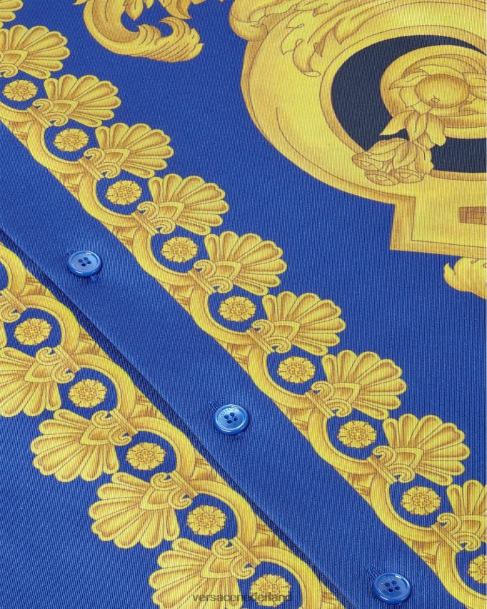 Versace Barocco 660 zijden overhemd Heren blauw en goud kleding J2T4F41319