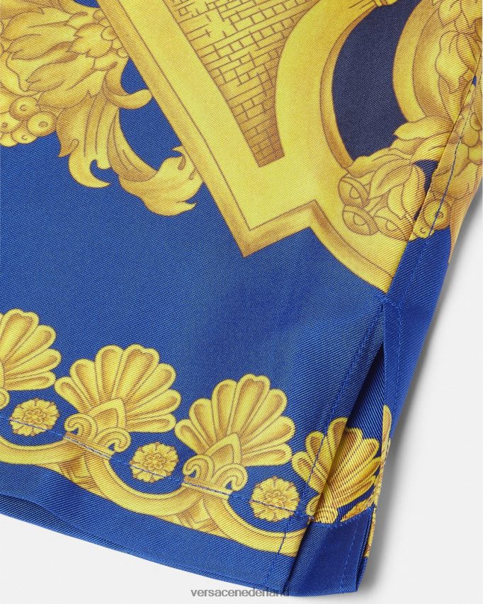 Versace Barocco 660 zijden overhemd Heren blauw en goud kleding J2T4F41319