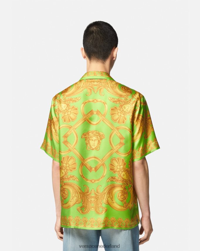 Versace Barocco 660 zijden overhemd Heren goud en groen kleding J2T4F41317